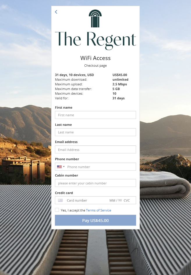 Stripe checkout page