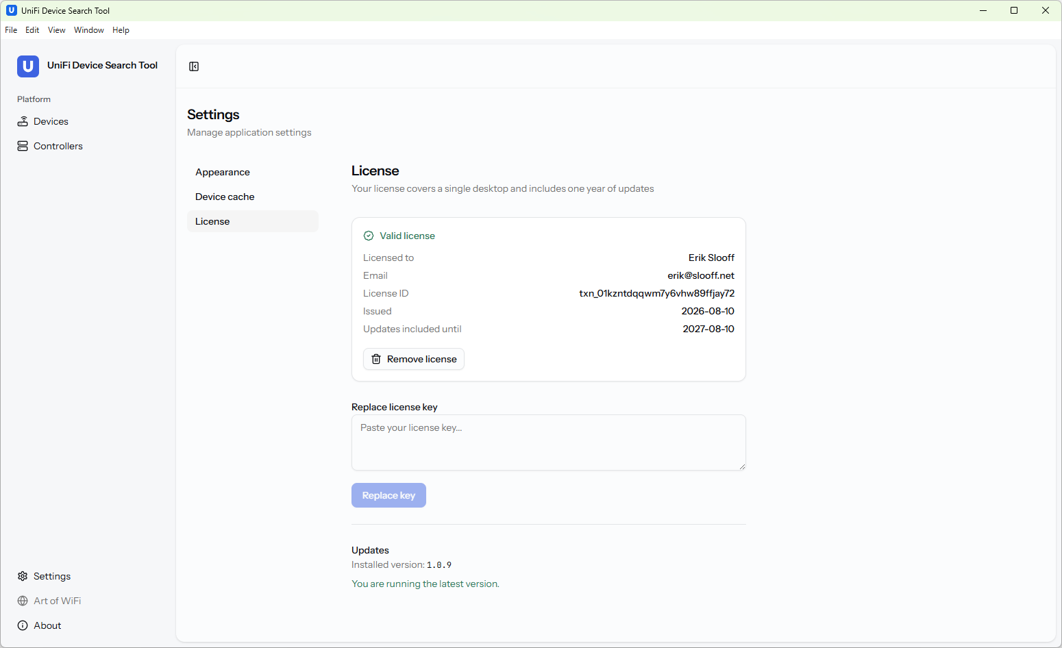 License and updates