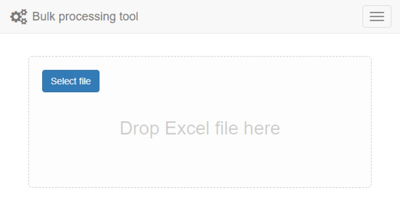 Dropzone for dropping Excel files.