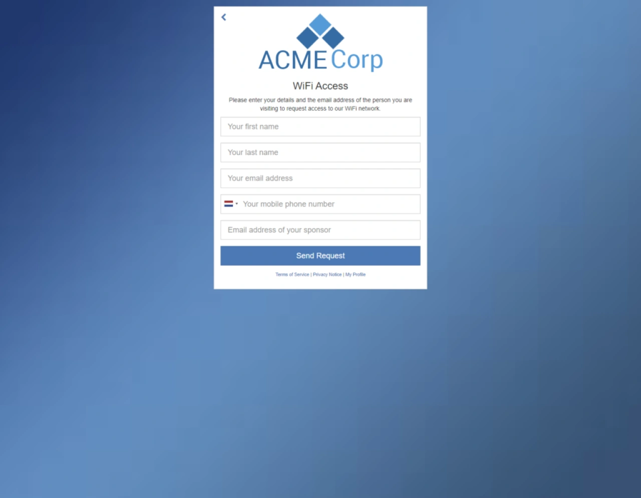 Sponsored Access request form.